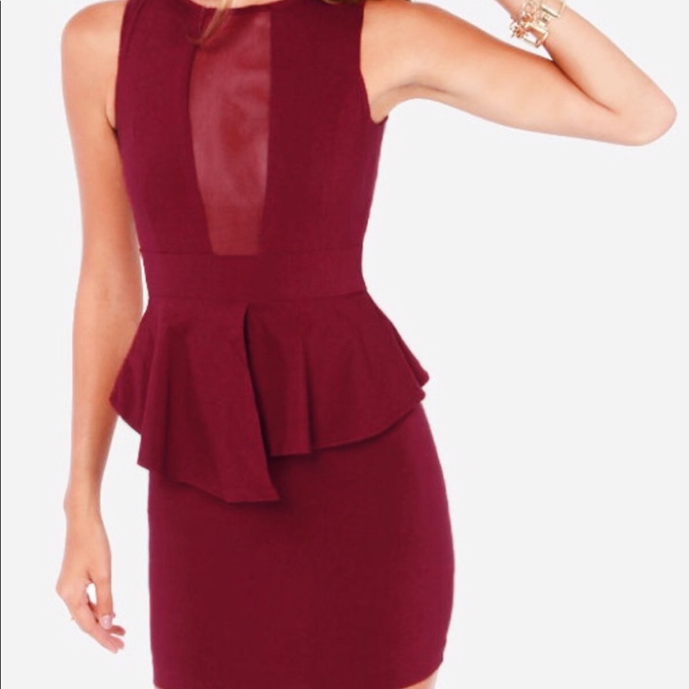 Party Maroon Peplum Dress